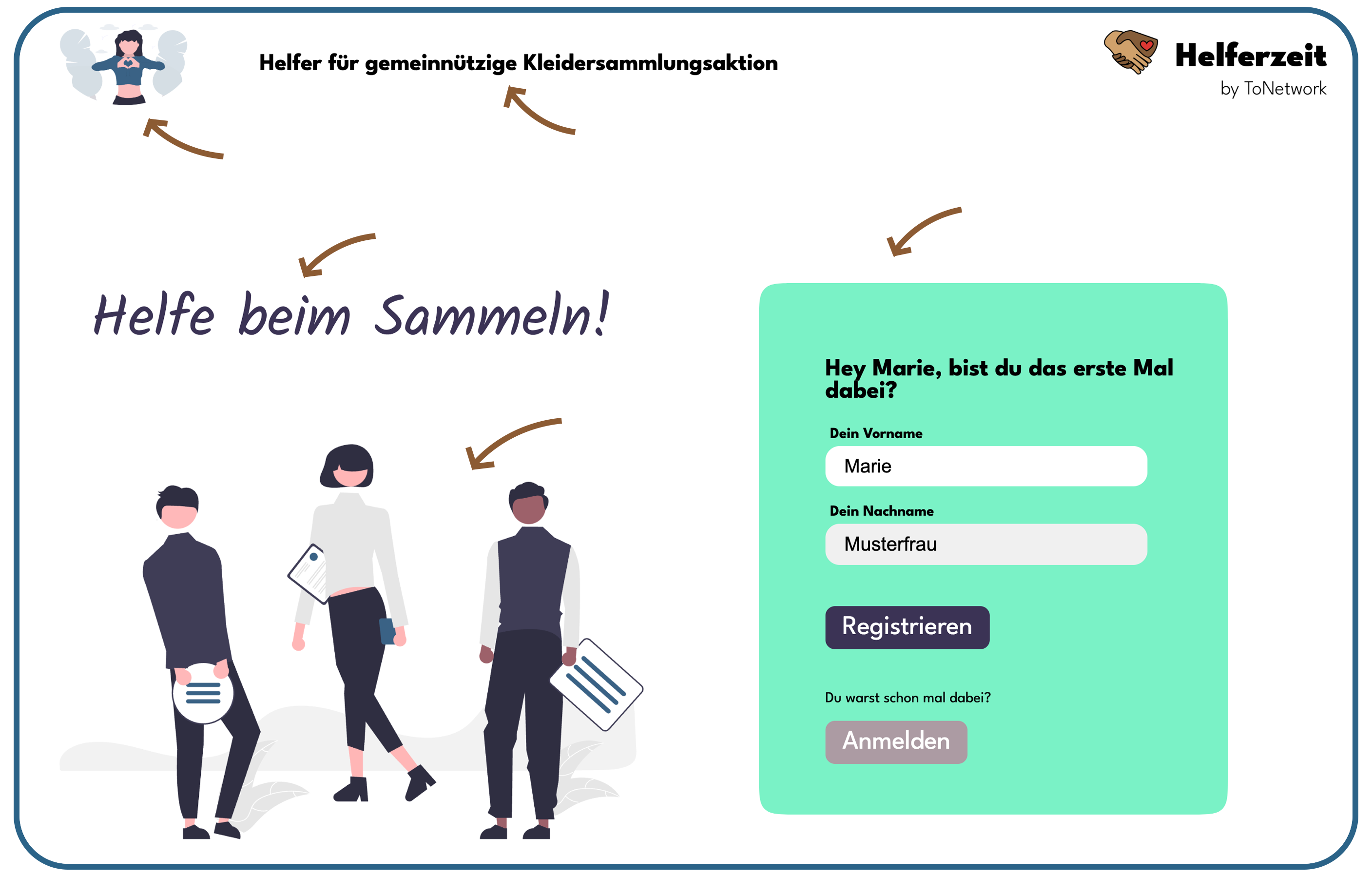 Beispiel einer individuell gestalteten Helferzeit Event-Seite